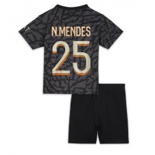 Paris Saint-Germain Nuno Mendes #25 Tredjeställ Barn 2023-24 Korta ärmar (+ Korta byxor)